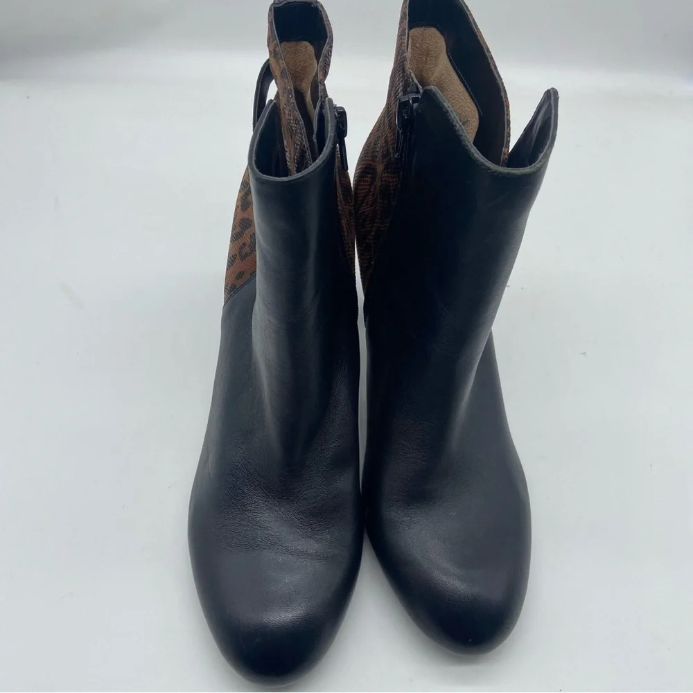 Naturalizer Lilly‎ Leather Ankle Boots Black Cheetah MSRP $149 Women's US 9.5M